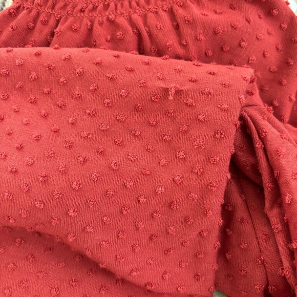 Madewell Red Clipdot Ruffle Mock Neck Half-Sleeve Dainty Blouse Size XS - Picture 10 of 10